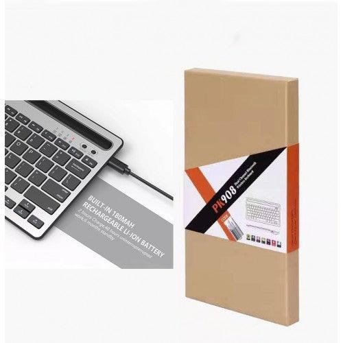 Dual Channel Multi-Device Wireless Bluetooth Keyboard with Stand for Tablet, Smartphone, Windows, Android, iOS - PK908 - Toytexx Dual Channel Multi-Device Wireless Bluetooth Keyboard with Stand for Tablet, Smartphone, Windows, Android, iOS - PK908 - Toytexx